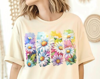 Watercolor Daisy Birthflower PNG, April Floral Design (Digital Download)