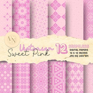 Pink Rococo Seamless Lace Patterns, Romantic Retro Digital Papers, Coquette Rococo Victorian Pattern Files, Girly Aesthetic, for Baby Shower