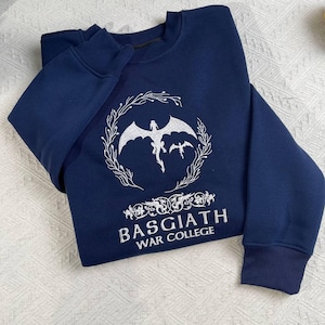 Basgiath War College Sweatshirt, Embroidered Dragon Rider Crewneck, Fantasy Bookish Gift, Booktok Merch for Readers
