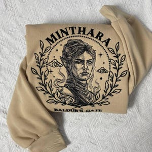 Minthara Embroidered Sweatshirt, BG3 Hoodie, Baldur&#39;s Gate Fan Shirt, Gamer Gift, Cozy Crewneck for Fantasy and RPG Enthusiasts