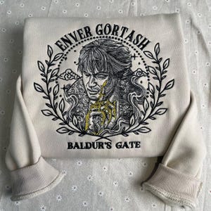 Enver Gortash Embroidered Hoodie, Baldur&#39;s Gate Sweatshirt, BG3 Shirt, Gamer Gift for Baldur&#39;s Gate 3 Fans, Ideal for RPG and Fantasy Lovers