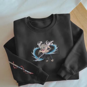 Beast Breathing Embroidered Sweatshirt, Demon Slayer Hoodie, Anime Crewneck, Unique Embroidery Gift for KnY Fans