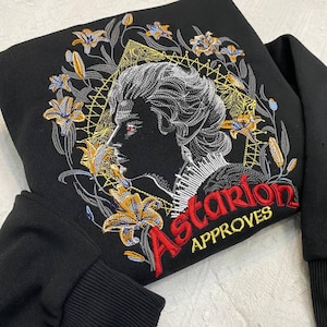 Astarion Approves Hoodie, Baldur&#39;s Gate Sweatshirt, Astarion Tattoo Shirt, BG3 Gamer Gift, Cozy RPG Apparel, Perfect Gift for Fantasy Fans