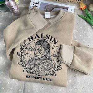 Halsin Embroidered Sweatshirt Hoodie, Baldur&#39;s Gate 3 Shirt, BG3 Crewneck for Fans, Perfect Gamer Gift
