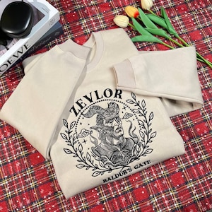Zevlor Embroidered Sweatshirt, Baldur&#39;s Gate 3 Hoodie, BG3 Fan T-Shirt, Gamer Gift, Crewneck for RPG Lovers, Unique Baldur&#39;s Gate Apparel