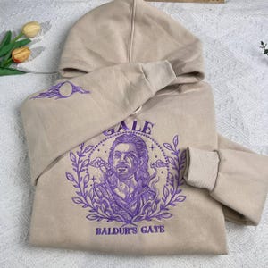 Gale Embroidered Hoodie, Baldur&#39;s Gate Sweatshirt, BG3 Shirt, Perfect Gamer Gift, Cozy Crewneck for Fans of Baldur&#39;s Gate 3