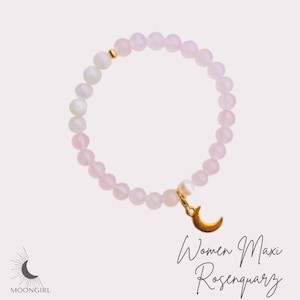 Healing stone bracelet made of genuine moonstone and rose quartz gemstones as a cycle companion // MOONGIRL / WomenMaxi Rose