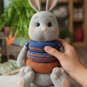 Patrón de ganchillo para amigurumi de conejito, tutorial paso a paso (PDF)