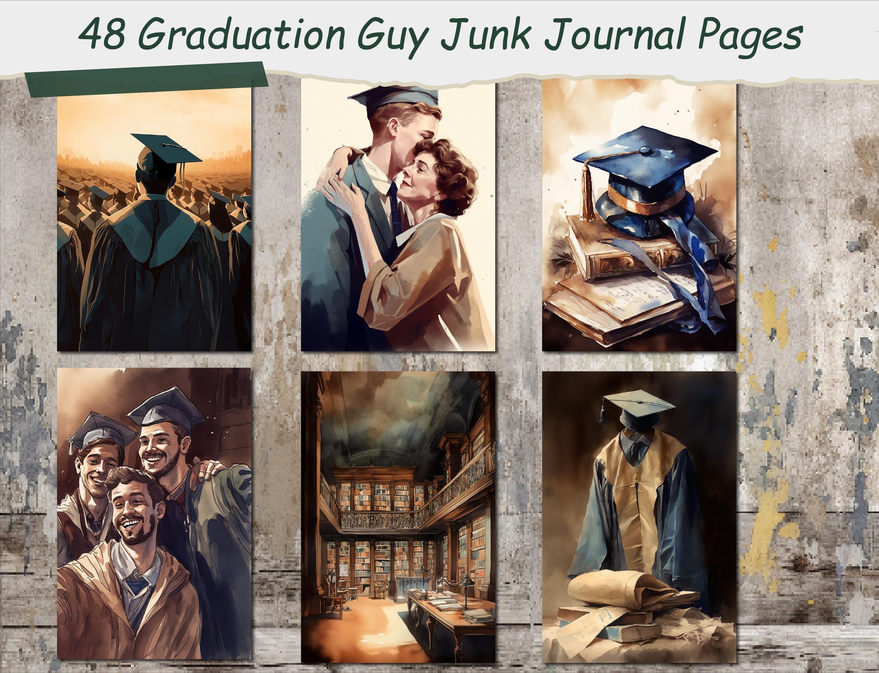 Graduate Level Journal Graduation Guy Junk Journal Pages Printable Graduation Journal Kit No ...