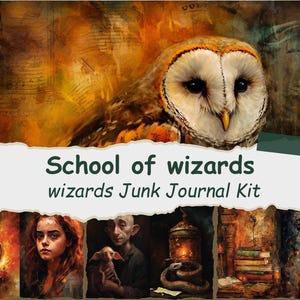 School of Wizard Junk Journal Kit – Magical Ephemera, Printable Spellbook Pages, Vintage Wizard Printables, Digital Download
