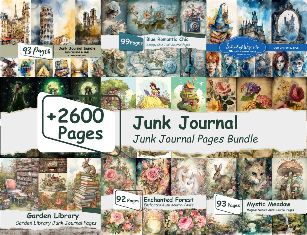 Mega Junk Journal Printable Ephemera Bundle | 2600+ Vintage Pages ...