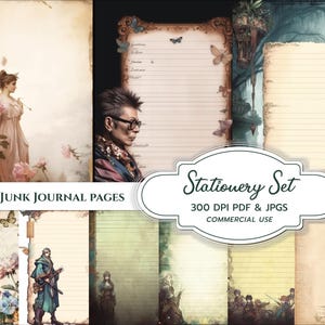 Juego de cartas imprimibles: kit de papelería para diario, papel para diario basura, papel para escribir digital con uso comercial