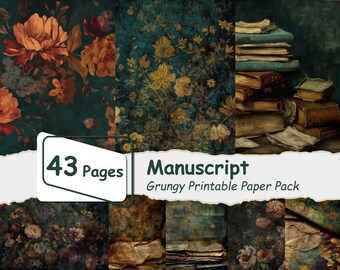 Dark Academia Printable Paper, Grunge Ephemera (Digital Download)