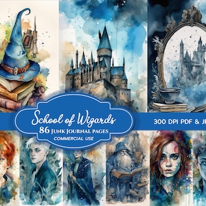 Wizard Junk Journal Pages – School of wizards, wizard printables Junk Journal Kit, Magic junk journal Themed Paper with Commercial Use