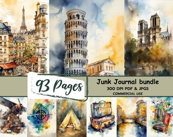 Travel Junk Journal Pages – Vintage Ephemera, Adventure Scrapbook (Digital Download)