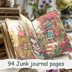 Pages de journal indésirable pour bibliothèque de jardin, documents éphémères imprimables vintage, cartes de bibliothèque, papier botanique, pour journaux indésirables et scrapbooking