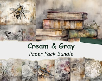 Neutral Grunge Paper Pack, Vintage Scrapbook Pages (Digital Download)