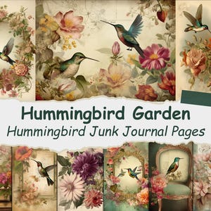 Hummingbird Junk Journal Pages, Hummingbird Garden EPHEMERA, Vintage Bird Printables, Scrapbooking Paper, Digital Download