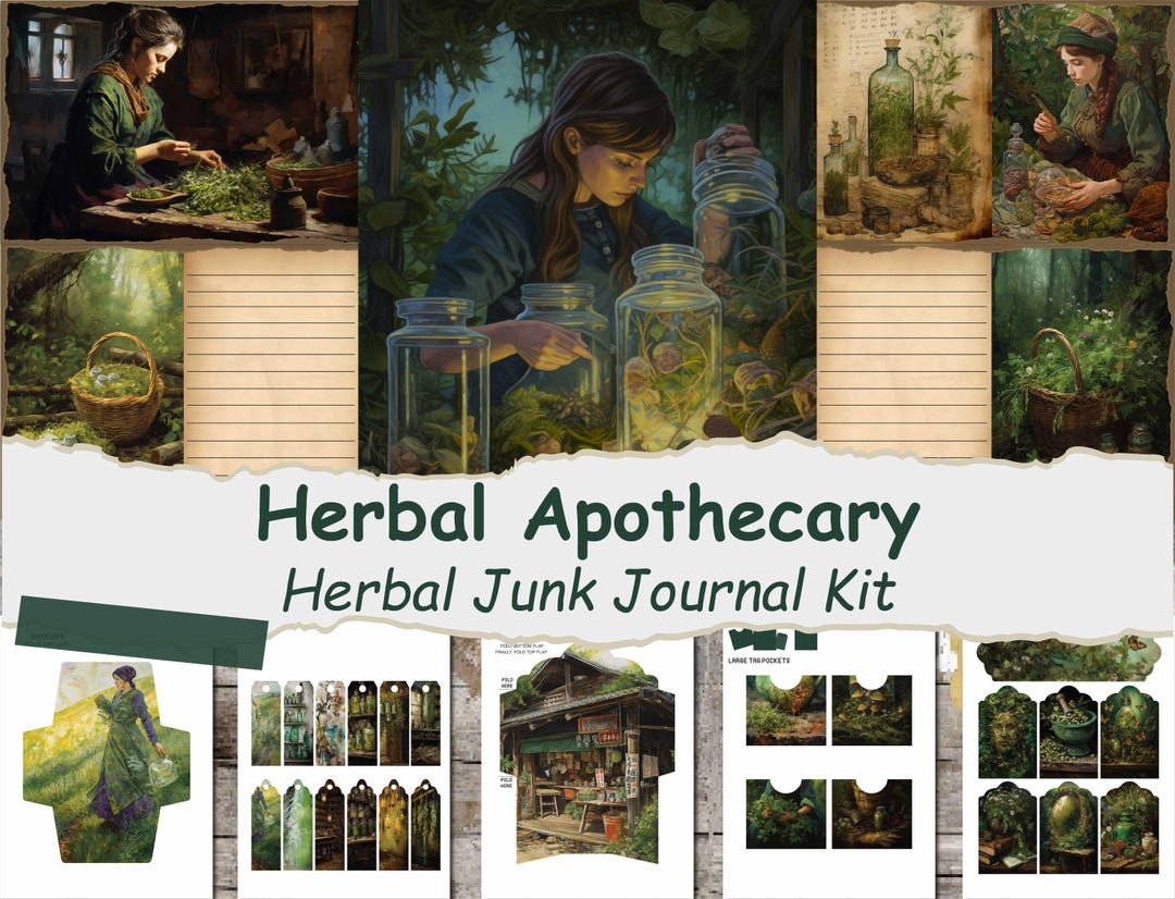 Herbal Apothecary Junk Journal Kit, Vintage Herbologist Ephemera ...