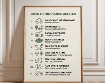 Autism Support Wall Art - Sensory Overstimulation Coping Guide Print