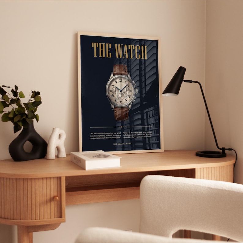 Vintage Chronograph Uhr Print - Luxusuhr Poster, Bürodeko für Ihn Bild 3
