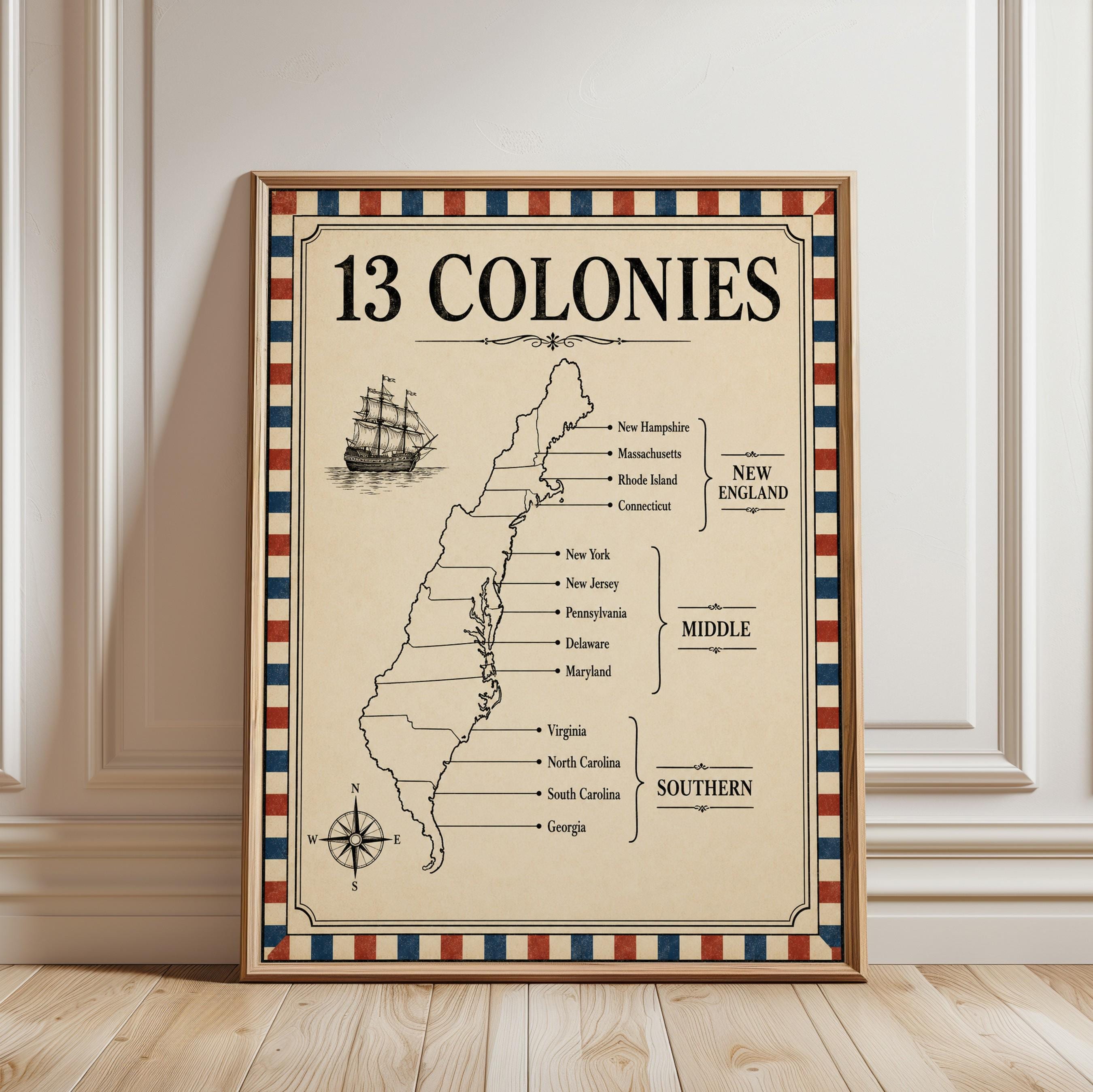 13 colonies map - Etsy 日本