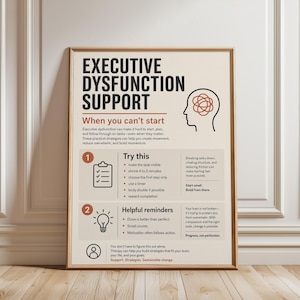 Executive Dysfunction Support Poster - ADHD Mental Health Infographic