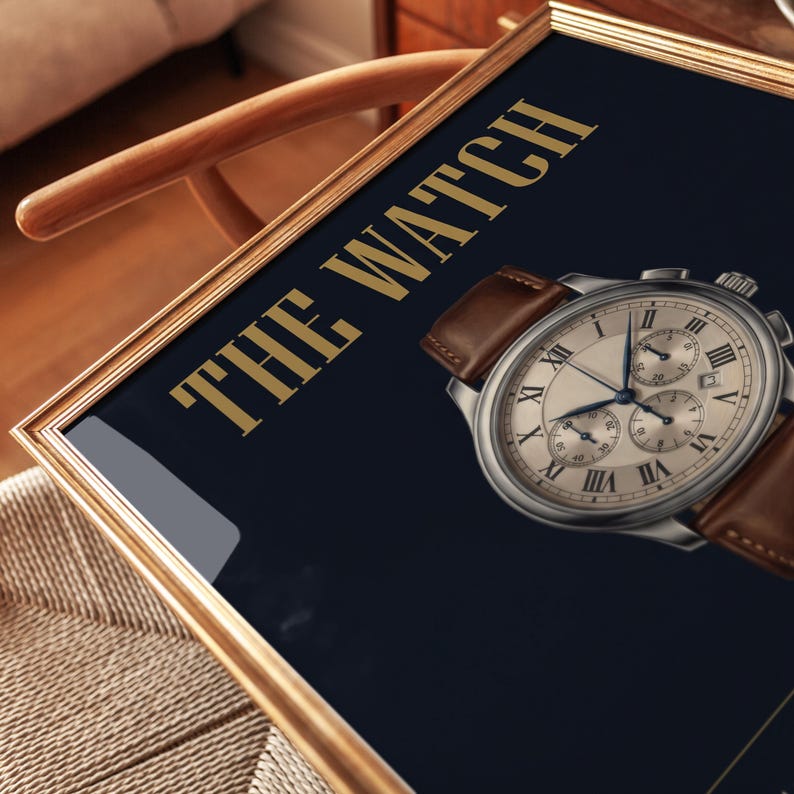 Vintage Chronograph Uhr Print - Luxusuhr Poster, Bürodeko für Ihn Bild 7