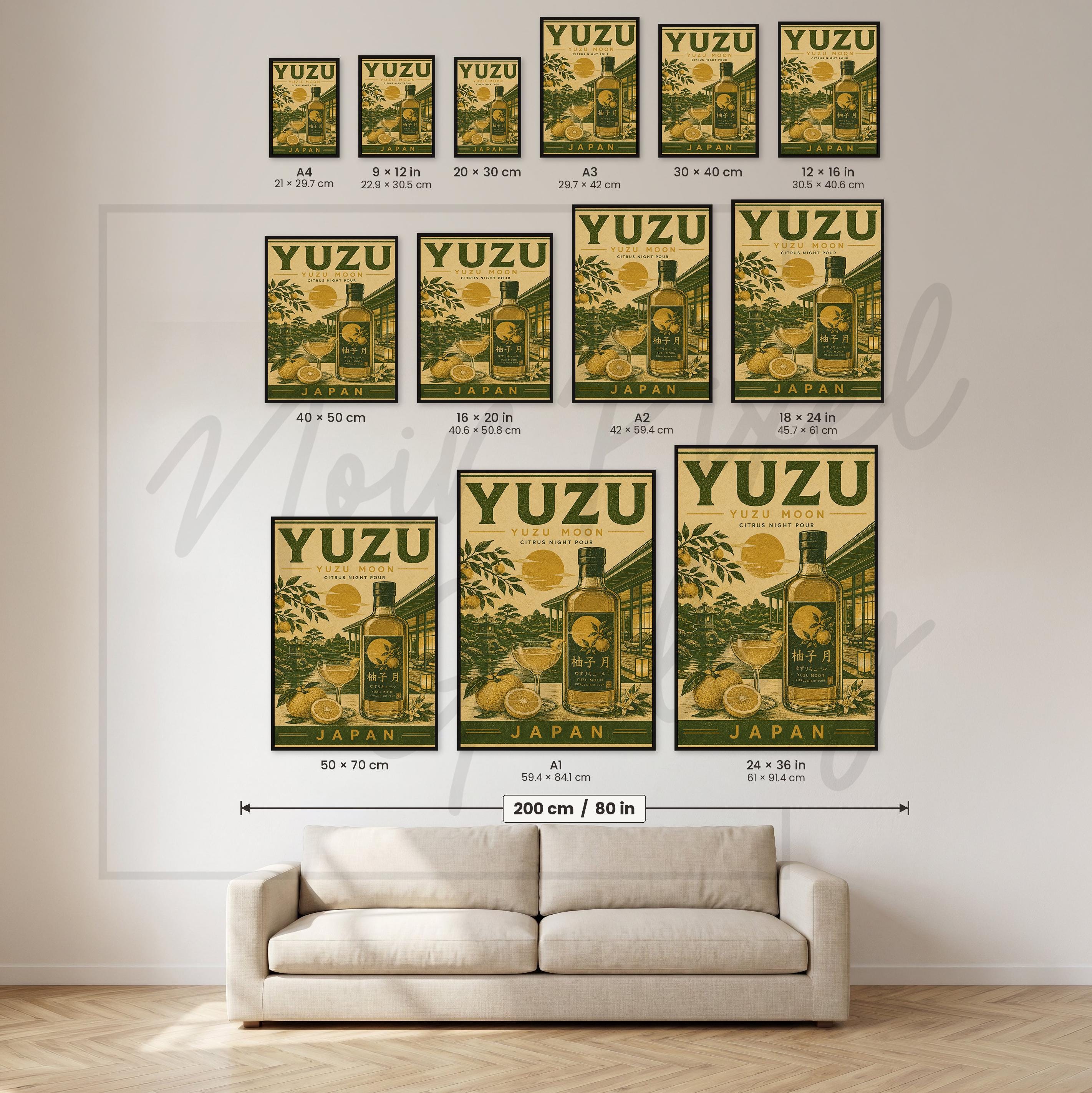 ゆず　ポスター Yuzu Citrus Print: Vintage Japanese Poster (kitchen or Bar Wall
