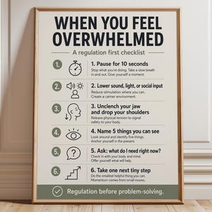 Self-Care Poster: Mental Health Regulation - Therapy Office Wall Art