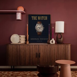 Vintage Chronograph Uhr Print - Luxusuhr Poster, Bürodeko für Ihn Bild 6