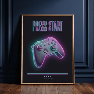 Masculine Wall Art Gaming Controller Print — Neon Cyberpunk, Game Room Decor & Gamer Gift