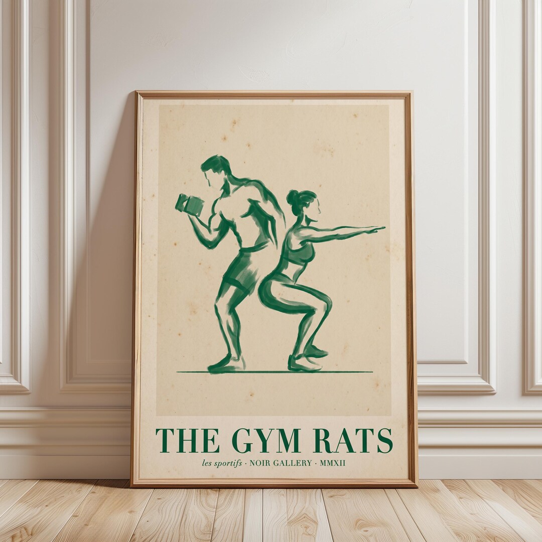The Gym Rats Print, Vintage Fitness Art, Workout Decor, Mid-century ...