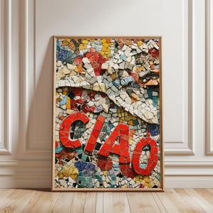 Ciao Mosaik Art Print, bunte mediterrane Fliesen Poster, italienische Wandkunst