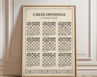 Chess Strategy Print: Vintage Openings Guide - Game Room Decor