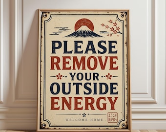 Entryway Sign Print, Japanese Inspired Wall Art, Remove Shoes Sign