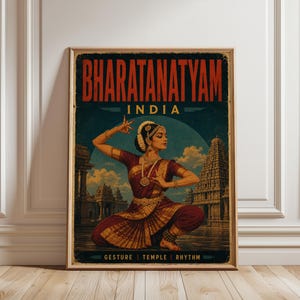 Bharatanatyam Dance Print — Vintage Indian Classical Dance Poster, Living Room & Office Wall Art