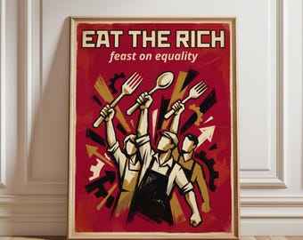 Manifesto di propaganda socialista, Mangiate i ricchi, grafica rossa (formati A1-A4)