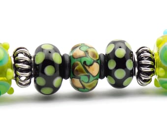 Green Dotted Glass Beaded Silver Letter Opener • Paper Knife • Desk Accessory