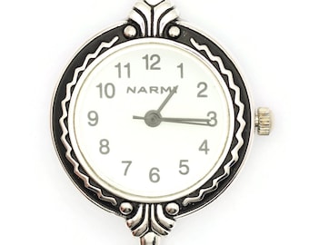 Reloj redondo con esfera blanca plateada • Reloj para manualidades con cuentas • Creación de joyas • Analógico • Incluye bucles y batería