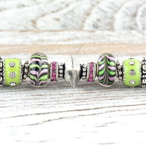 Lime und Pink Lemonade Perlen Silber Stylus Pen • Lampwork Glasperlen • Metall Kugelschreiber Bild 1