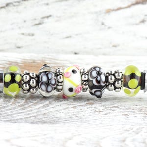 Floral Pop Glass Beaded Silver Metal Sword Letter Opener / Paper Knife / Grandma Gift