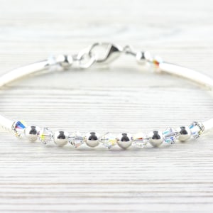April Birthstone, Diamond Birthstone Bracelet, Birth Month Bracelet, Birth Stone Bracelet, April Bracelet Gift