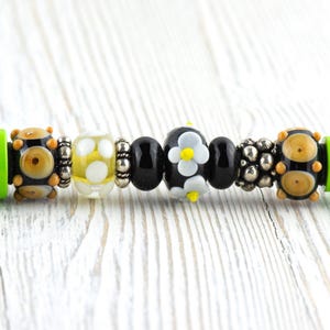 Desert Daisy Beaded Metal Ballpoint Pen with Lampwork Glass Beads • Refillable image 1