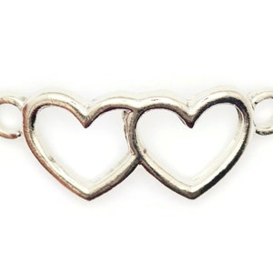 Double Heart, Open Hearts, Stretch Band Connector, Connector Charm, Connector Pendant, Watch Band Connector, Bracelet Focal