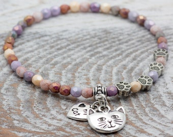 I Love My Cat Charm Stretch Bracelet, Gifts for Cat Lovers