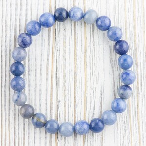 Blue Aventurine Smooth Round Beaded Stretch Bracelet, Unisex Semi-Precious Stone Jewelry, Handmade Natural Gemstone Fashion Accessories image 2