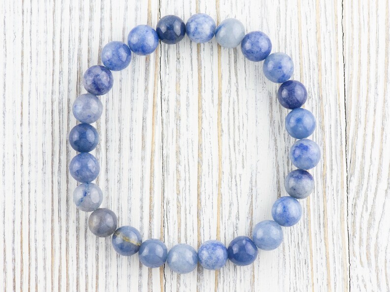 Blue Aventurine Smooth Round Beaded Stretch Bracelet, Unisex Semi-Precious Stone Jewelry, Handmade Natural Gemstone Fashion Accessories image 2