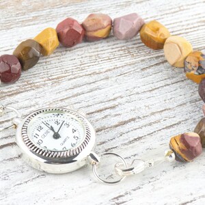 Mookaite Jasper Nugget Interchangeable Stretch Beaded Watch Band • Medical ID Bracelet • Single Strand • Handmade Gemstone Jewelry image 2