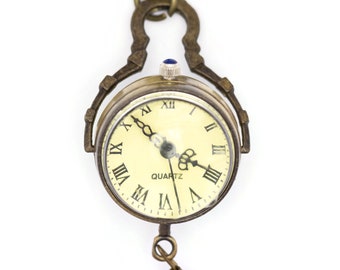 Futura Gold Tone Pendant Watch faux pearl rope tassel necklace Vintage Futura Gold Tone Pendant Watch Necklace With Tassels  main image 3